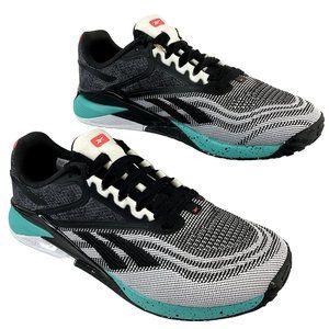 Reebok Shoes Womens Size 6 Black White Teal Nano X2 Training Flex Weave New